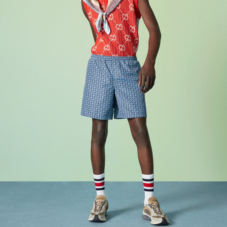 Gucci Interlocking G Print Nylon Swim Shorts 'Blue' 742958-XHAH9-4734