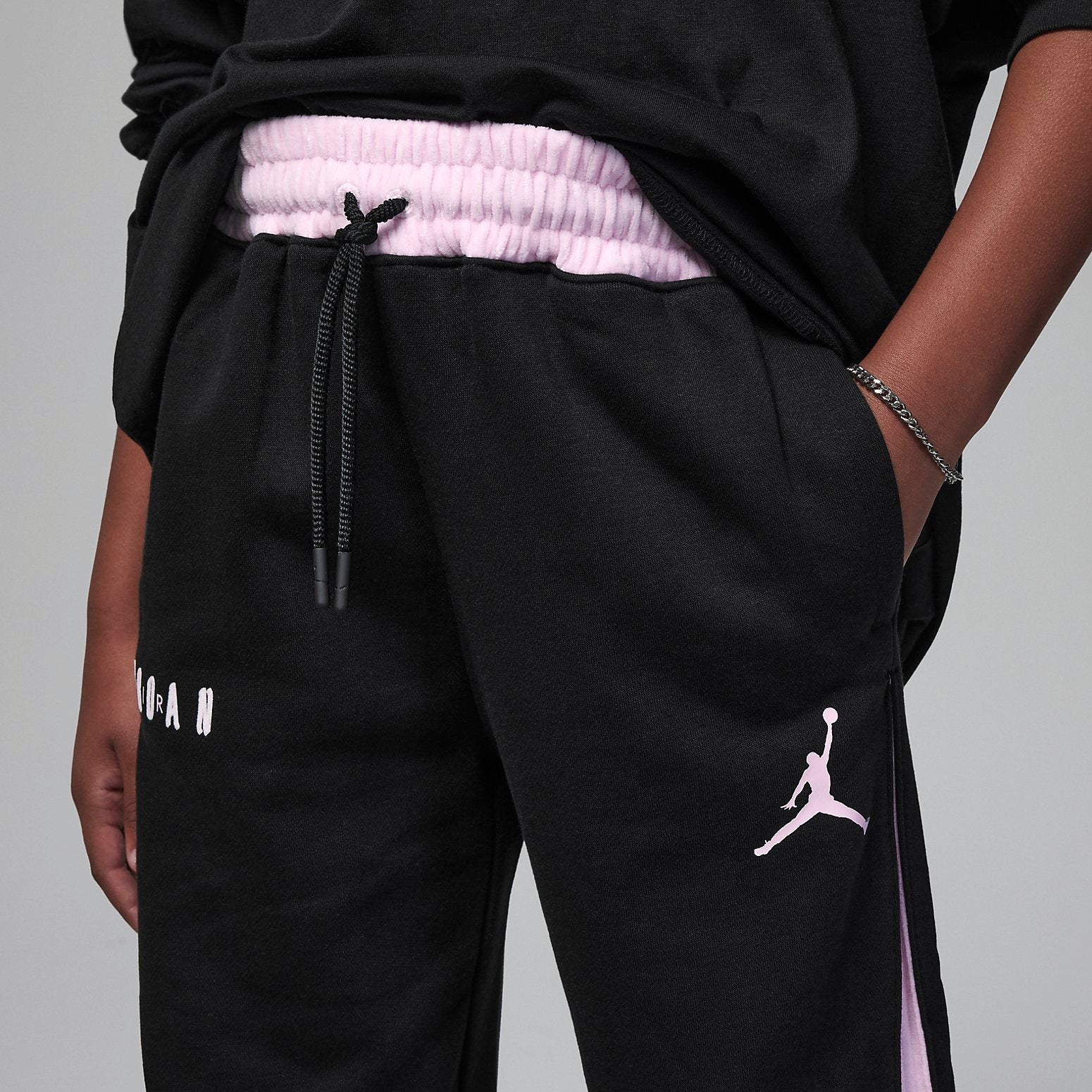 (PS) Air Jordan Soft Touch Mixed Fleece Trousers 'Black Pink' FV5665-010