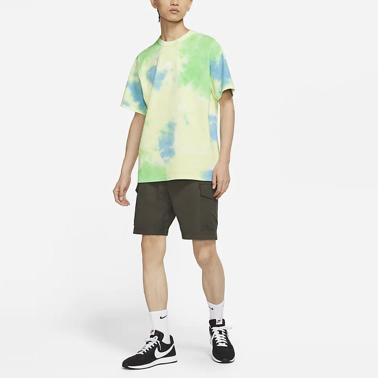 Nike Sportswear Tie Dye Printing Loose Sports Short Sleeve light lemon yellow DD2721-101