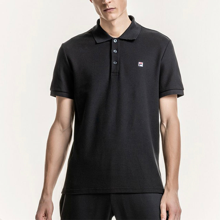 Men's FILA Logo Sports Knit Black Polo Shirt F11M918105F-BK