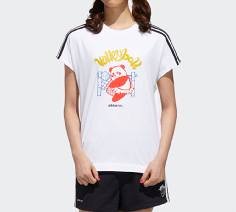(WMNS) adidas neo Panda Tee Printing Loose Short Sleeve White GK1561