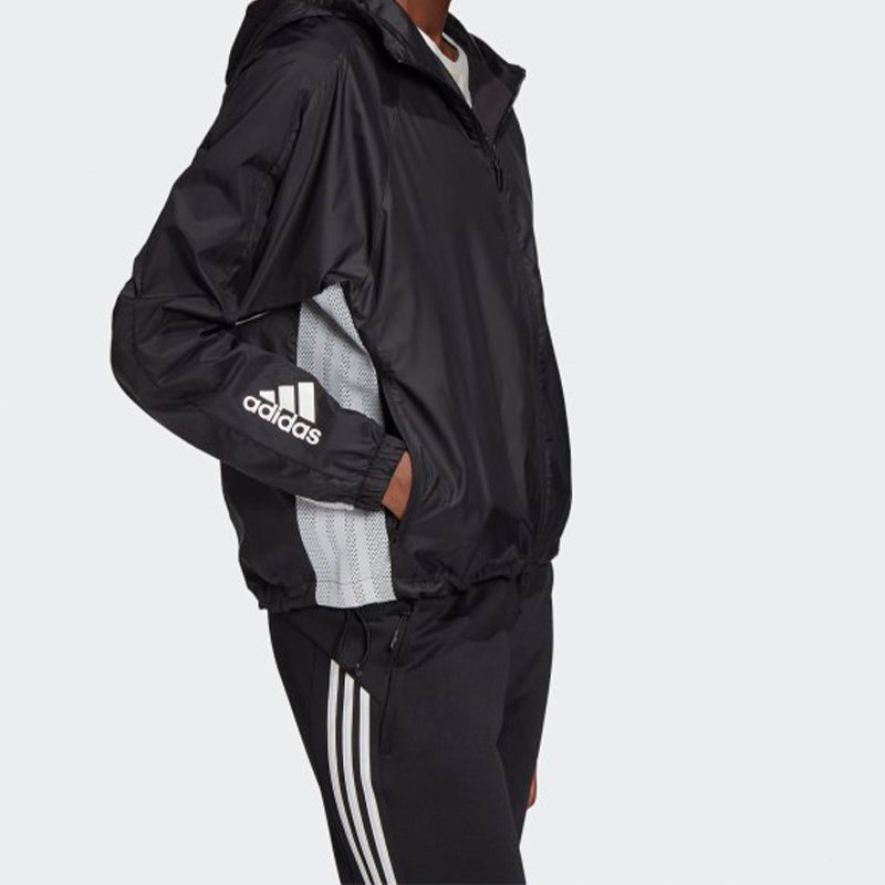 (WMNS) adidas W.N.D. Letter Logo Applique Sports Hooded Jacket Black FL1850