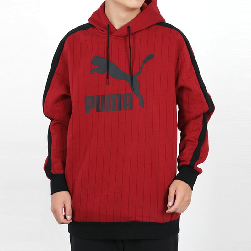 PUMA Pinstripe Aop Pullover Hoodie 'Red' 530179-50