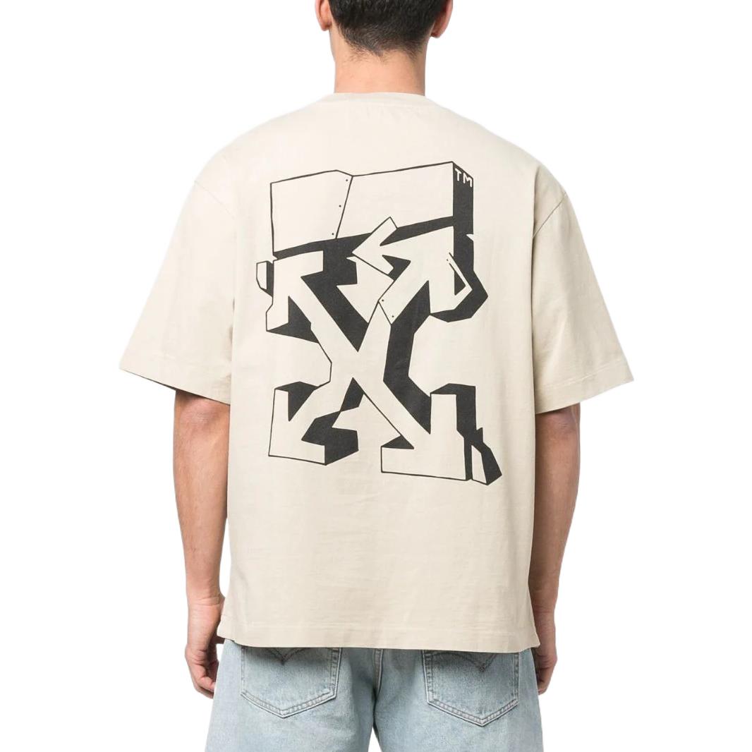 Men's Off-White SS22 Logo Pattern Round Neck Short Sleeve Version White T-Shirt OMAA120S22JER00317101710