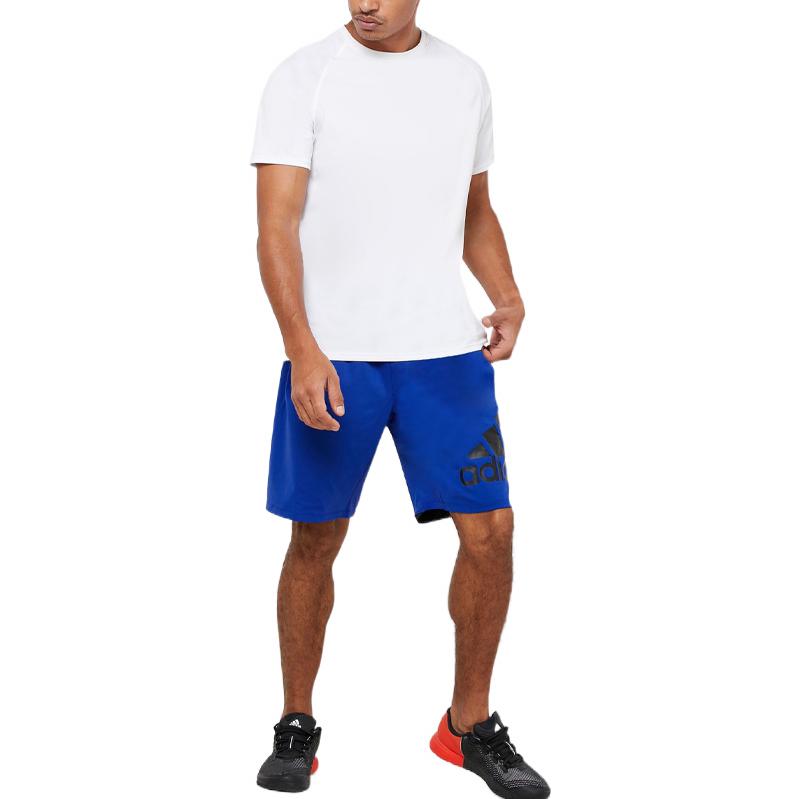 Men's adidas Solid Color Sports Logo Knit Shorts Blue DU1595