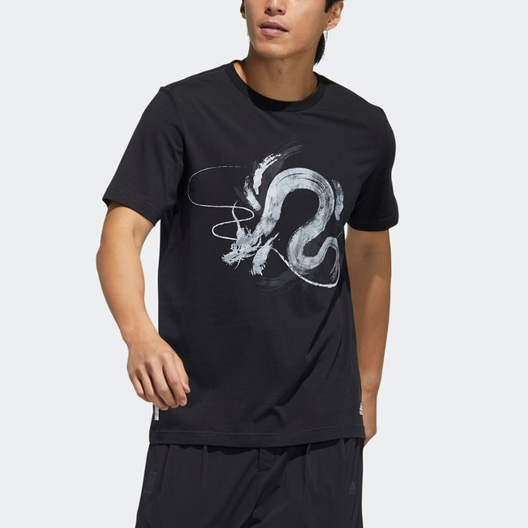 adidas WJ T GFX Series Printing Athleisure Casual Sports Round Neck Short Sleeve Black GP0903