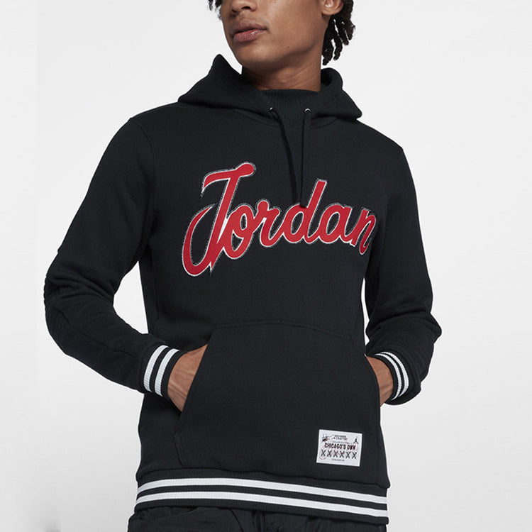 Men's Air Jordan Sportswear Large Alphabet Hooded Sports Black BQ5181-010