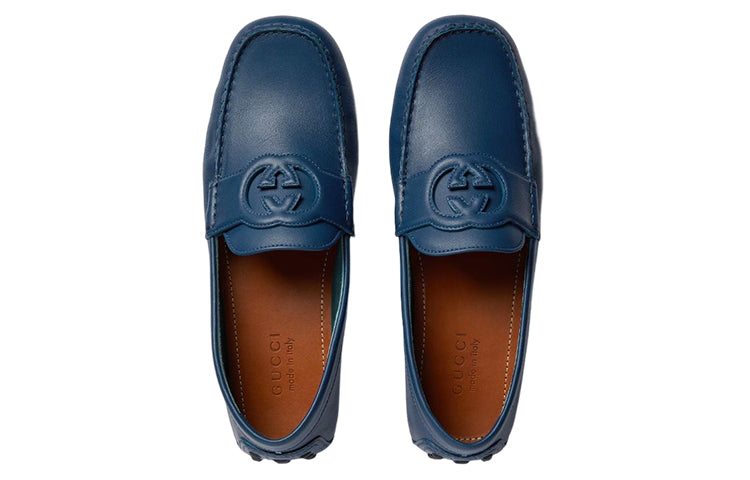 Gucci Interlocking G Leather Driver Shoes 'Blue' 730148-1XH60-4236