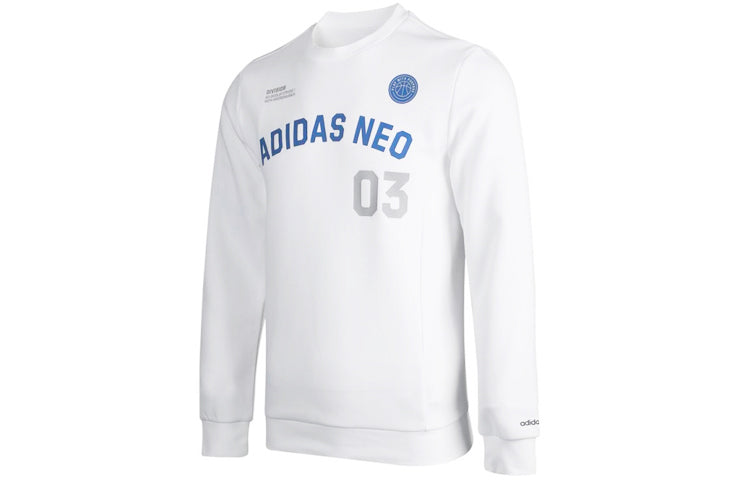 adidas neo M Cs Vrsty Sw Logo Printing Knit Sports Round Neck Pullover White GJ8950
