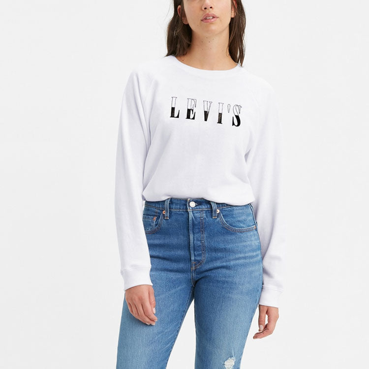 (WMNS) Levi's Logo Plus Fleece T-Shirt 'White' 29717-0120
