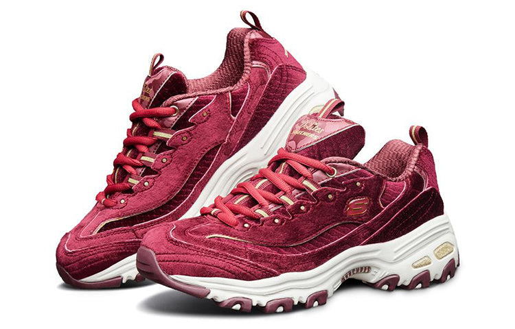 (WMNS) Skechers D'Lites Velvet Low-Top Daddy Shoes Red 11917-DKRD