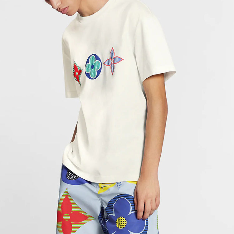 LOUIS VUITTON LV MENS Multicolor Monogram Print Short Sleeve White 1A7WIC
