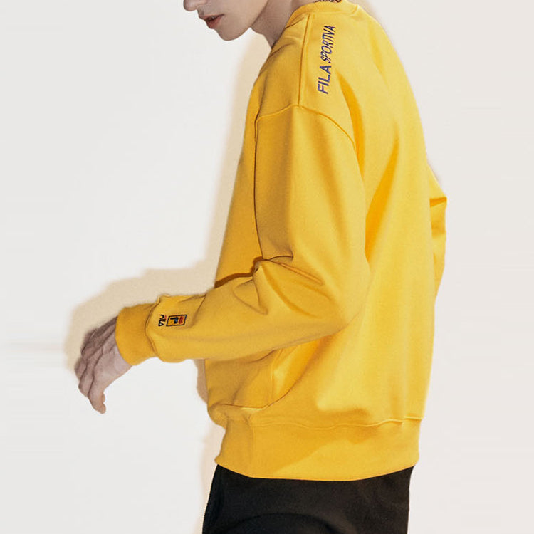 FILA FUSION Alphabet Logo Printing Sports Round Neck Pullover Unisex Yellow T11U038205F-YE