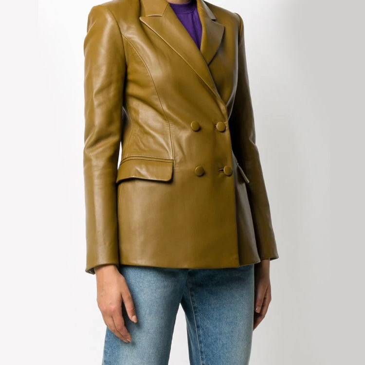 (WMNS) Off-White Double Breasted Peaked Labels Blazer OWJA036E20LEA0016363