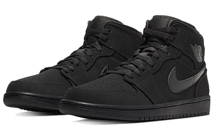 Air Jordan 1 Mid 'Triple Black Suede' 554724-056