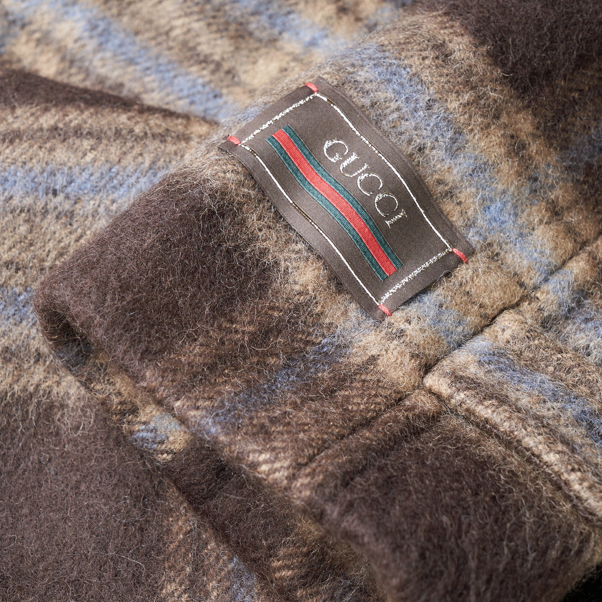 Gucci Check Wool Coat With Gucci Label 'Beige Brown' 664710-ZAG9O-2006