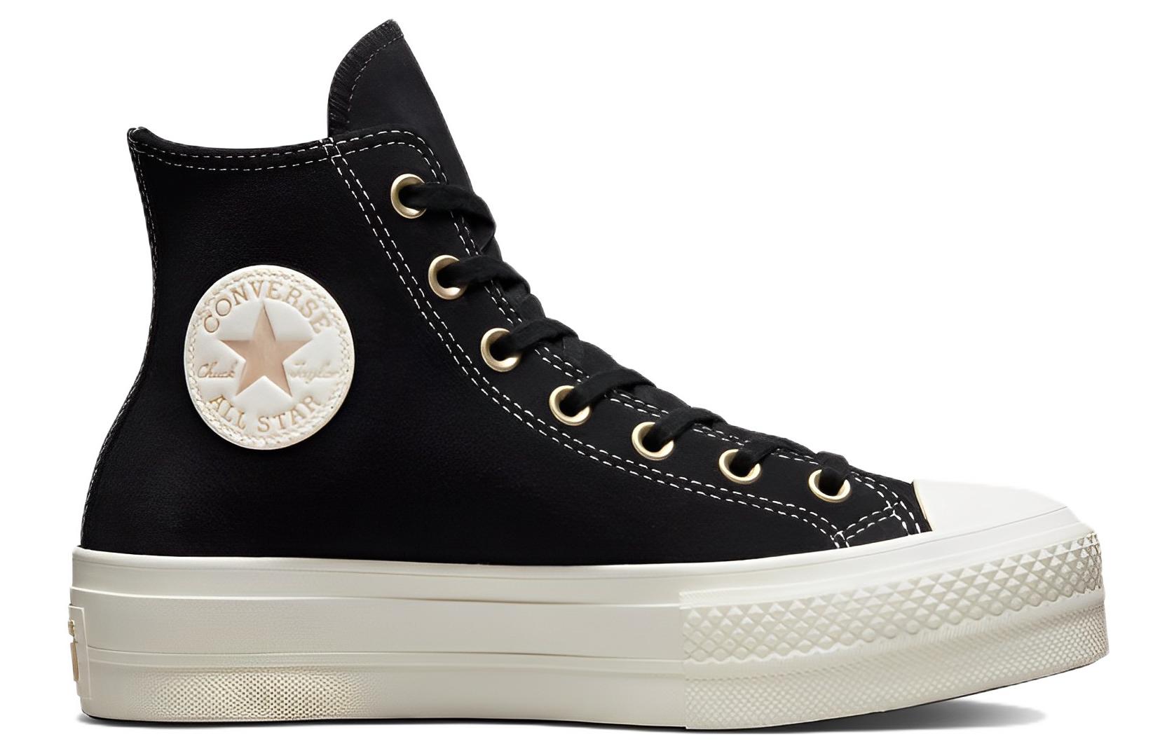 (WMNS) Converse Chuck Taylor All Star Lift Platform Suede Studs High Top 'Black' A04271C