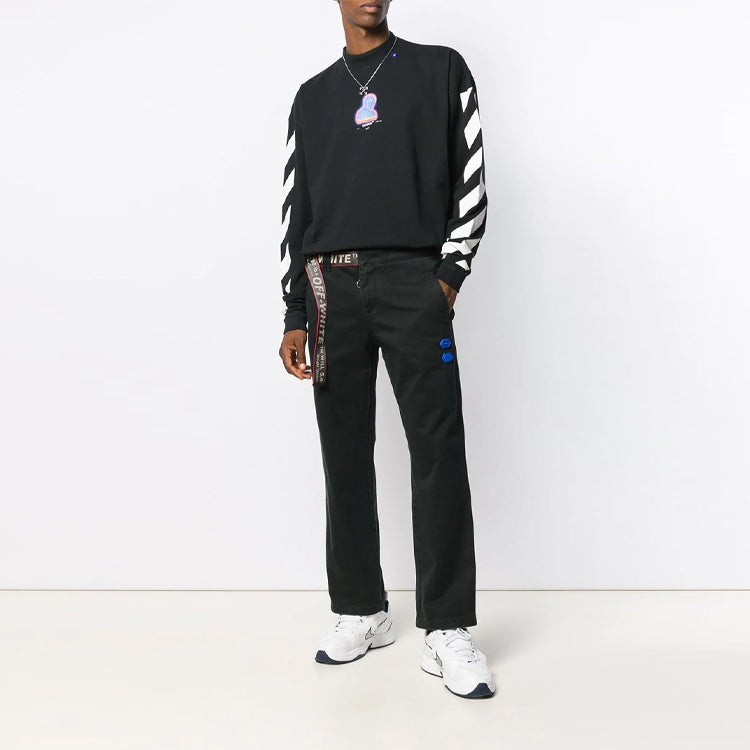Off-White Diagonal Striped Cotton LongSleeve OMAB032E191850061088