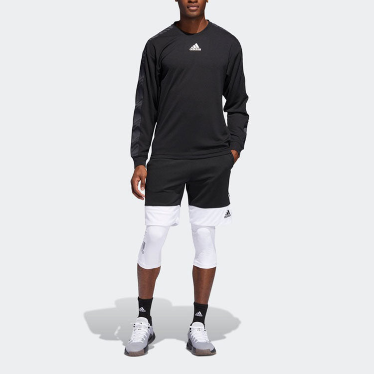 adidas Printing Logo Round Neck Long Sleeves Black DU1037