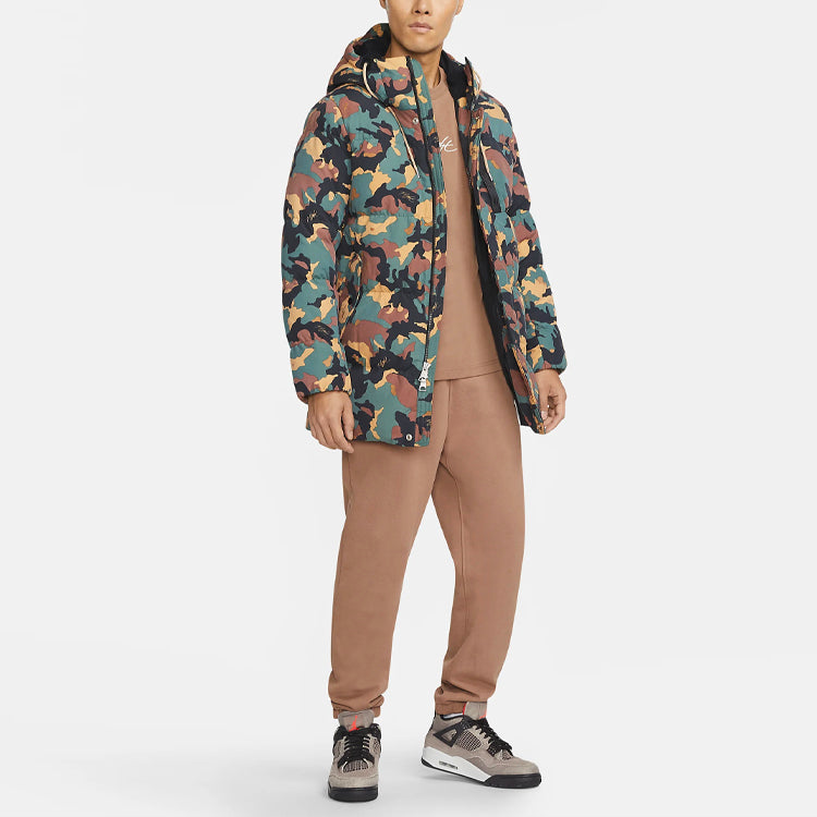 Air Jordan Casual Stay Warm Printing hooded down Jacket Camouflage Green DC9680-333
