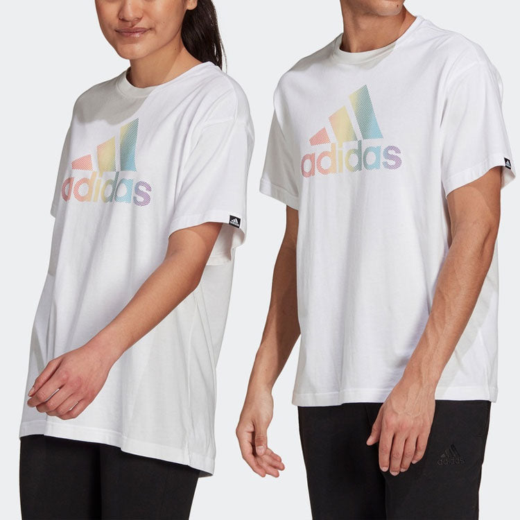 adidas Sports Stylish Short Sleeve Couple Style White GT6810