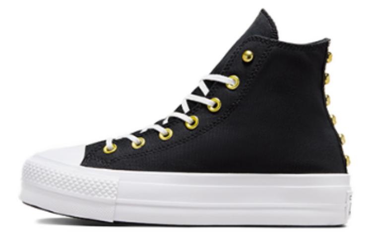 (WMNS) Converse Chuck Taylor All Star Lift Platform Star Studded 'Black White Gold' A05453C