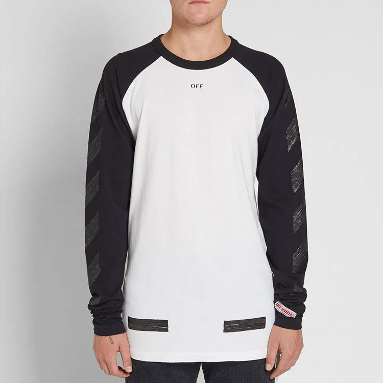 Off-White SS19 raglan sleeve Colorblock Arrow Long Sleeves Ordinary Version White OMAB008F171850301010