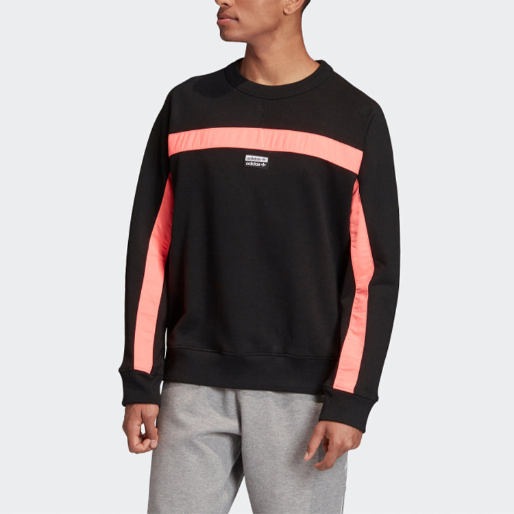 adidas originals R.Y.V. Fs Crew Loose Sports Round Neck Pullover Black Orange FM2251