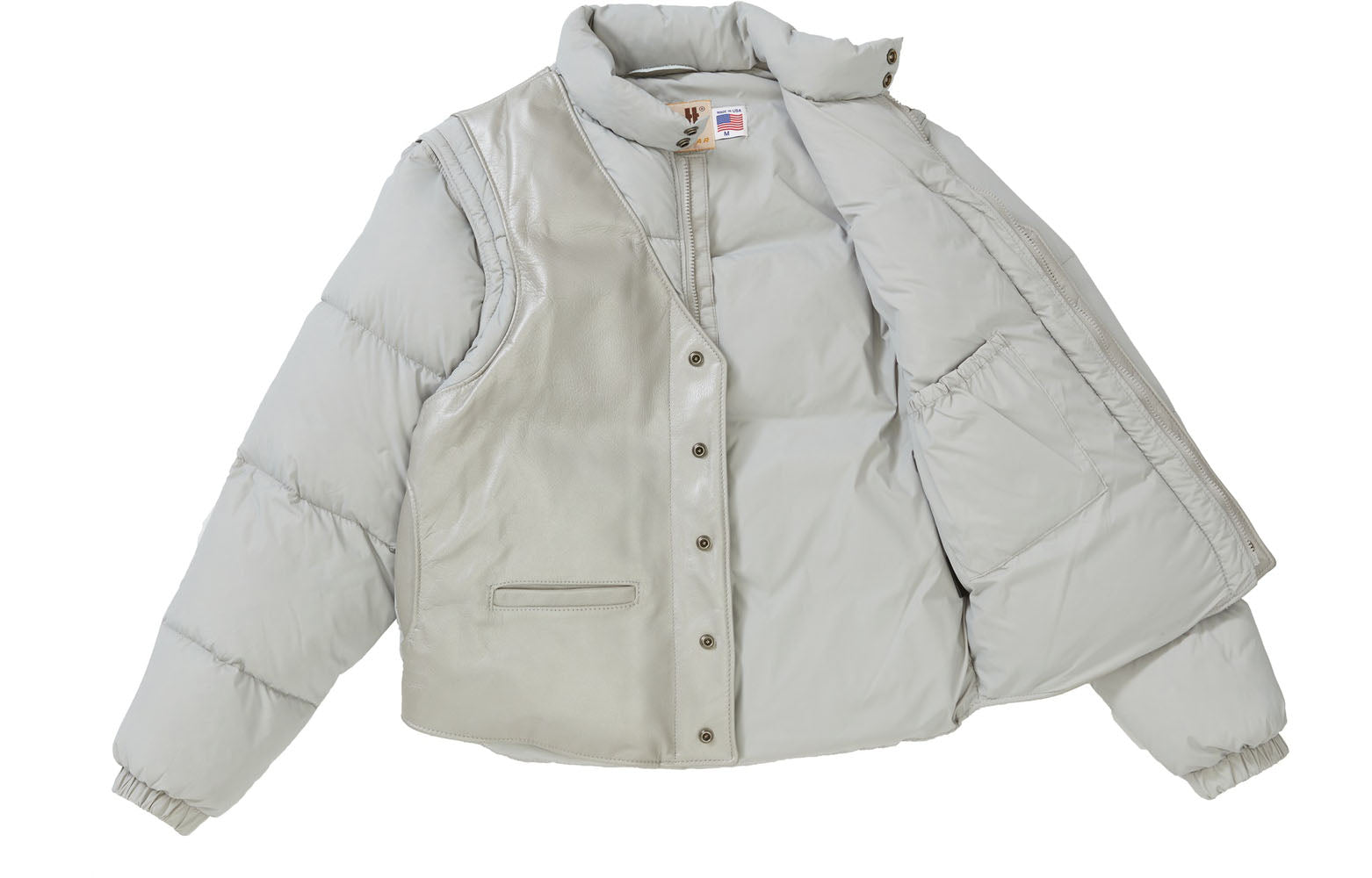 Supreme FW18 Schott Down Leather Vest Puffy 'Grey' SUP-FW18-1228