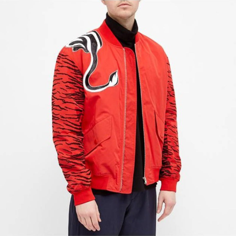 Men's KENZO x Kansaiyamamoto Crossover Embroidered Pattern aviator Jacket Red FB55BL1931KA-21