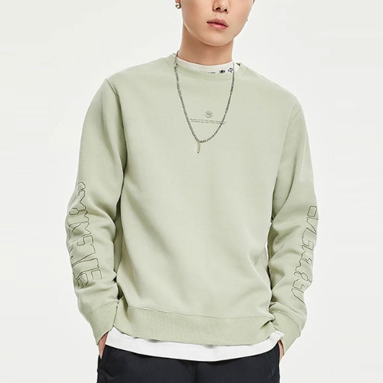 Li-Ning BADFIVE Sports Basketball Series Printing Sports Loose Round Neck Pullover Desert Green AWDR049-2