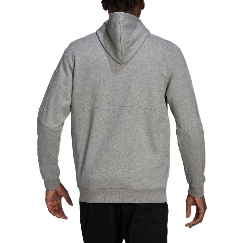 Men's adidas Solid Color Hooded Logo Zipper Jacket Japanese Version Gray HE1806