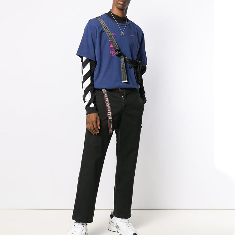 Off-White Mariana Painting Applique Short-sleeve Tee Men's Blue OMAA038E191850053088
