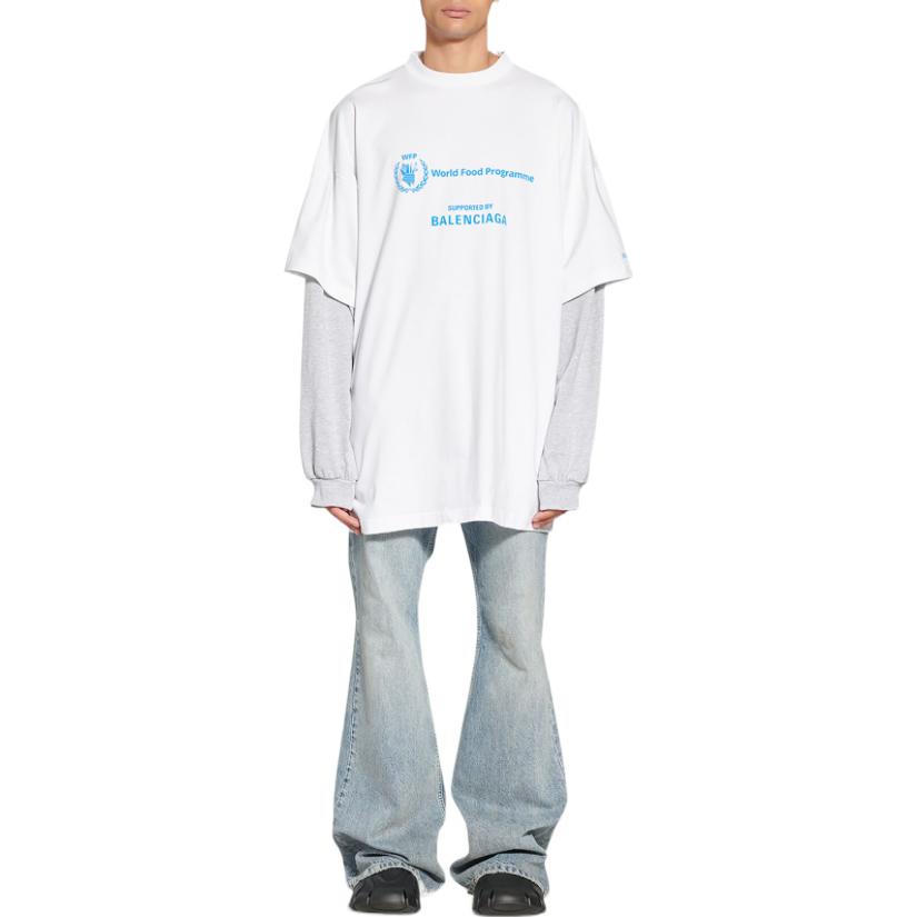 Balenciaga x WFP Double Sleeves T-Shirt 'White' 698089TMVL29086