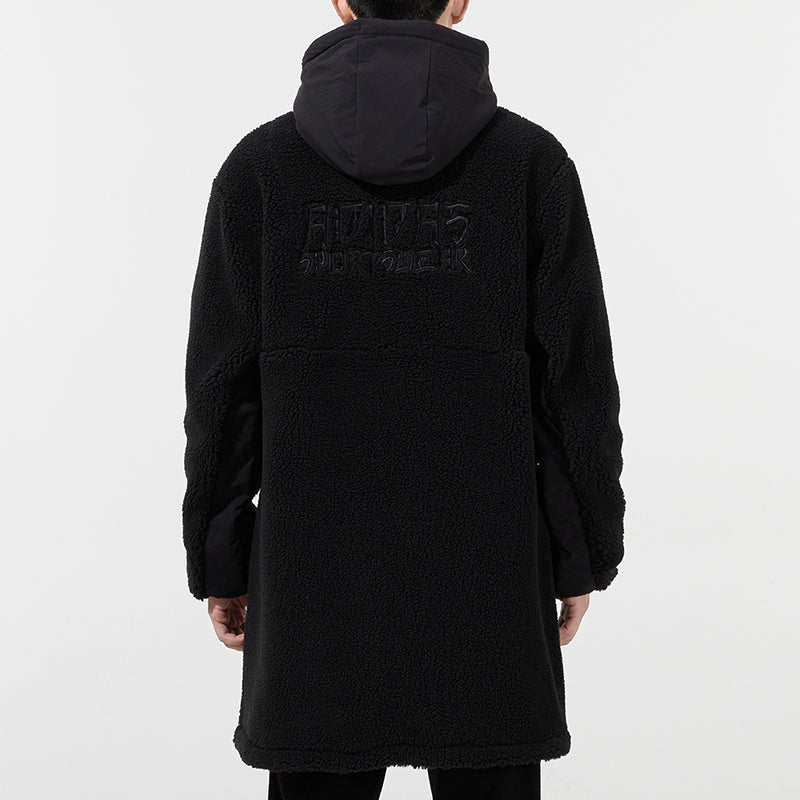 adidas Fleece Stay Warm mid-length hooded logo Jacket Black H39285