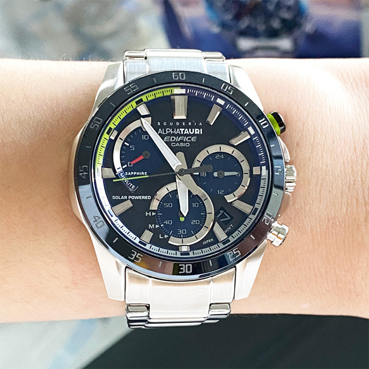 CASIO EDIFICE Waterproof Sapphire Crystal Solar Powered Sports Mens Silver Analog EFS-S580AT