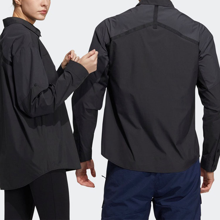 adidas Casual Sports Solid Color Breathable Long Sleeves Shirt Black H13776