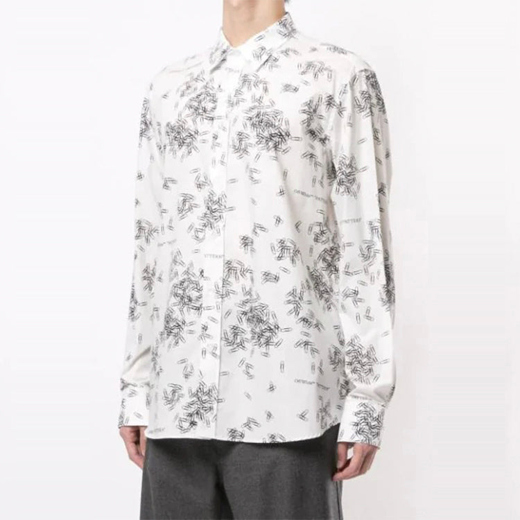 Off-White Paperclip Print Long Sleeve Shirt OMGA138F20FAB0050110