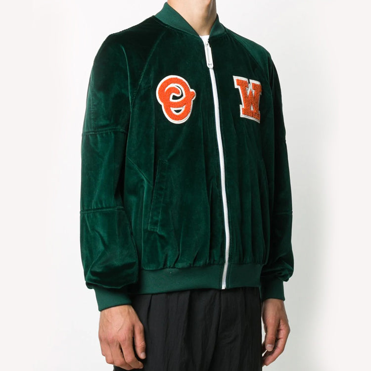 Men's Off-White logo Aviator Green Jacket OMEA234E20FAB0015720