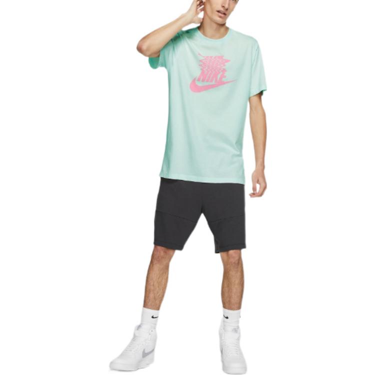 Men's Nike Sportswear Large Logo Pattern Printing Round Neck Sports Short Sleeve Green T-Shirt BQ1266-336