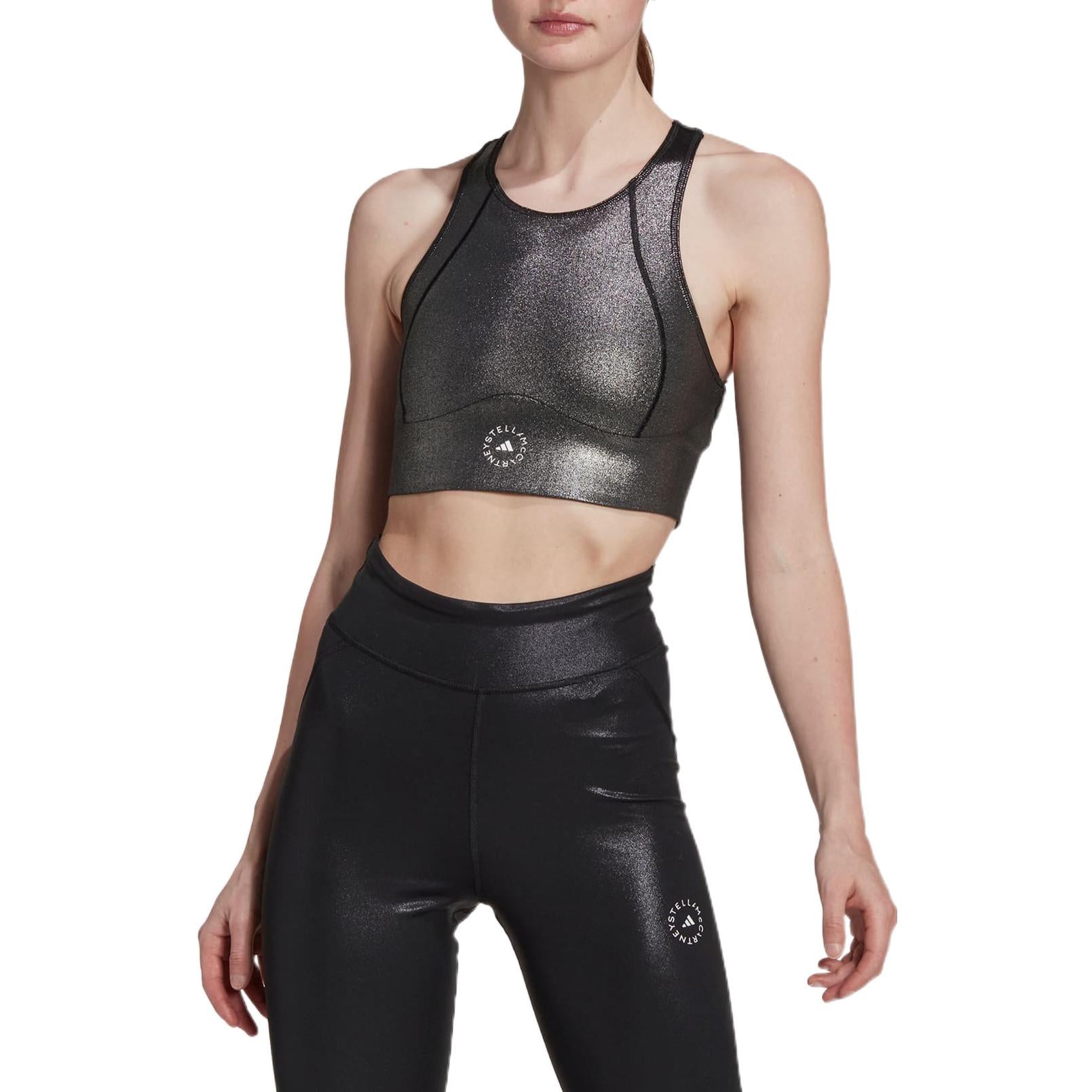 (WMNS) adidas by Stella McCartney Shiny Training Crop Top Asia Sizing 'Black' HG6880