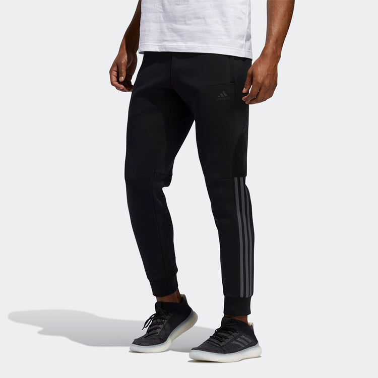 adidas Pattern Lacing Elastic Waistband Sports Pants Black GG0768