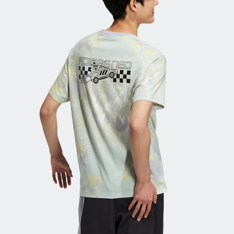 adidas neo Logo Printing Round Neck Sports Short Sleeve Light Green T-Shirt HN4738
