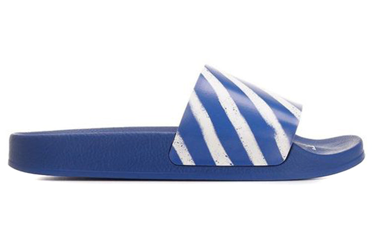 Off-White Diag Stripe Slippers Blue/White OMIC001S21MAT0024501