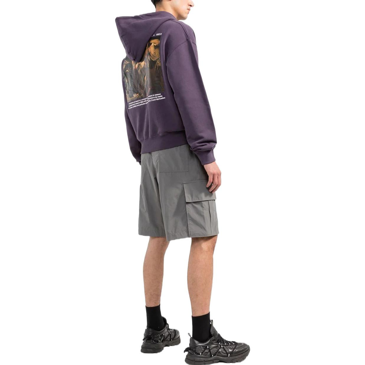Men's Off-White FW22 Character Pattern Slogan Printing Purple OMBB037F22FLE0043501