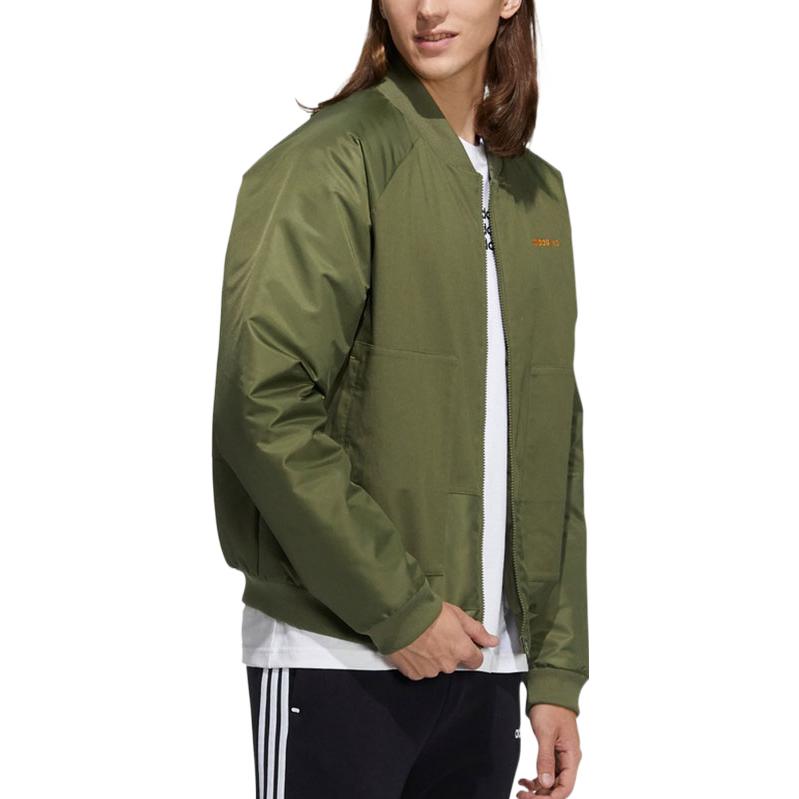 adidas neo Colorblock logo Alphabet Printing Zipper Jacket Military Green H45246