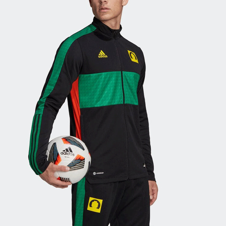 Men's adidas Colorblock Stand Collar Zipper Gym Jacket Japanese Version Black HC9800