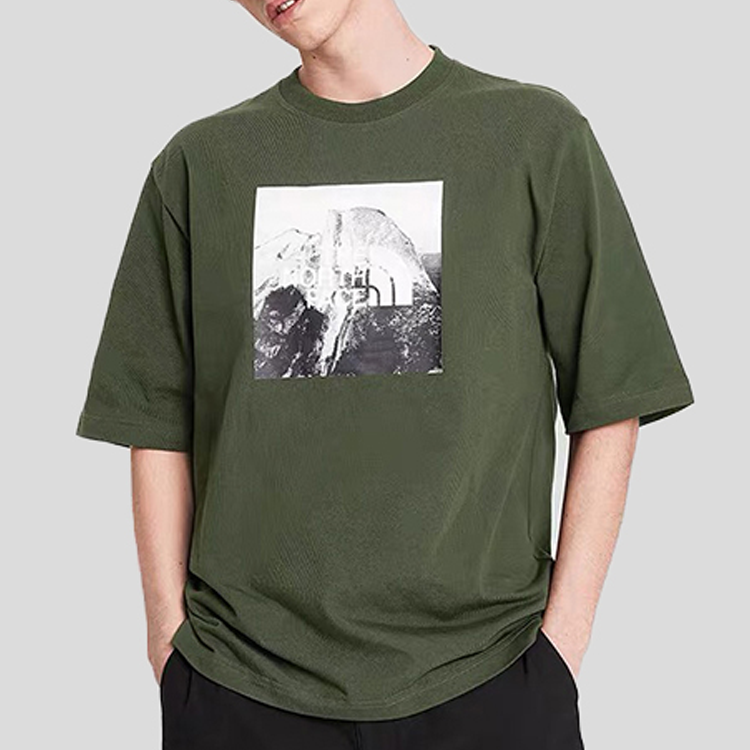 THE NORTH FACE Large Printing Loose Fit Short Sleeve Couple Style Green 499V-37X