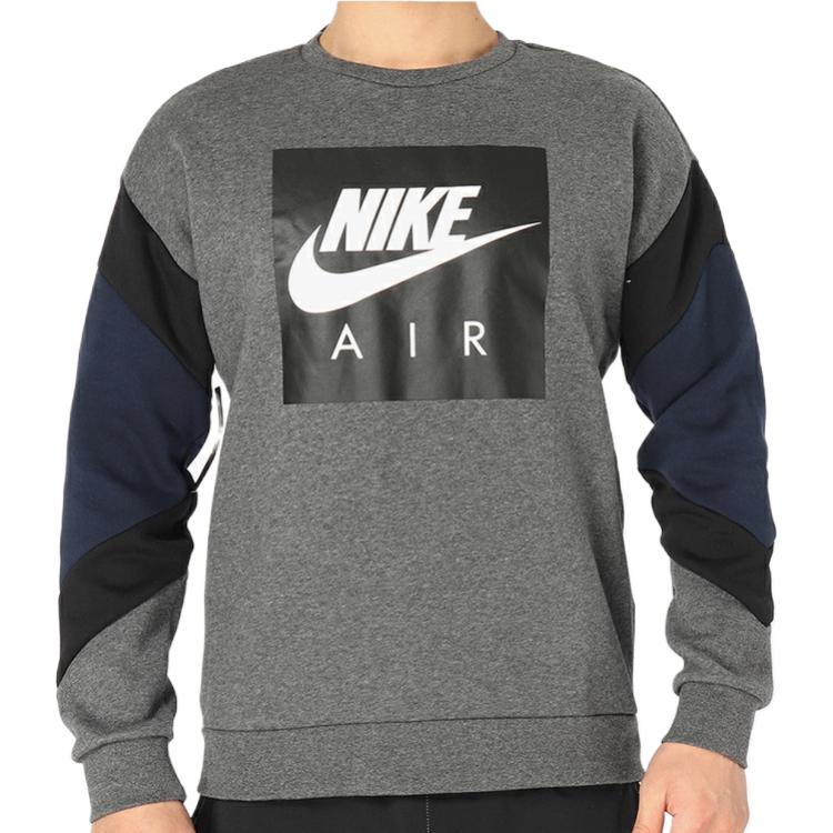 Nike Air Crew Flc Fleece Lined Round Neck Pullover Gray Dark gray 928636-071