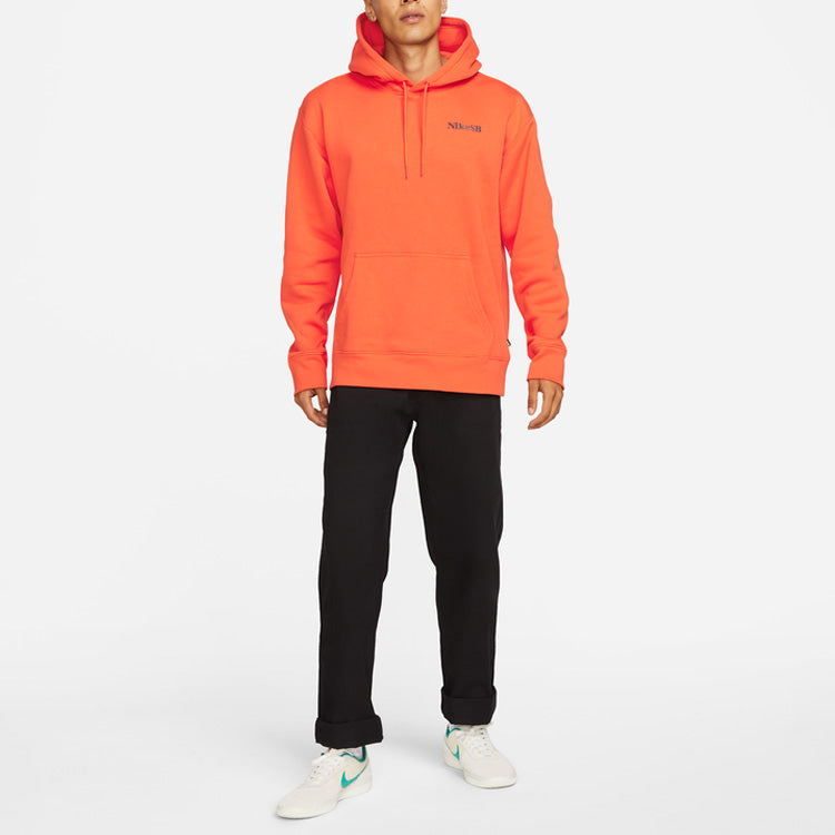 Men's Nike Solid Color Logo Pullover Hooded Long Sleeves Orange DA4256-800